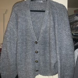 Grey sweater jacket with buttons